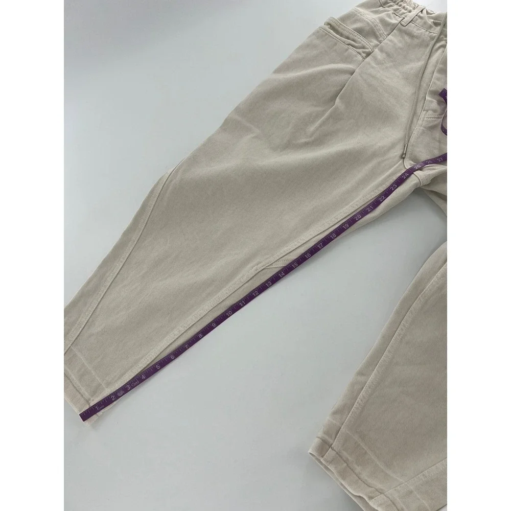 Songzio Homme Beige Pleated Balloon Pants Men 44 Tapered Denim unique streetwear